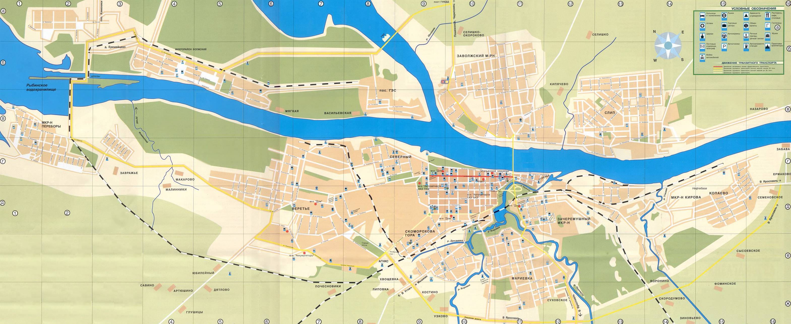 Карта Рыбинска